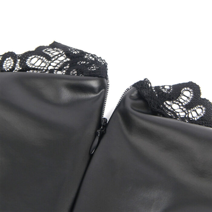 SUBBLIME - 957551 VESTIDO DE CUERO CON CUELLO DE ENCAJE NEGRO L/XL - CandyHot - Foto 6