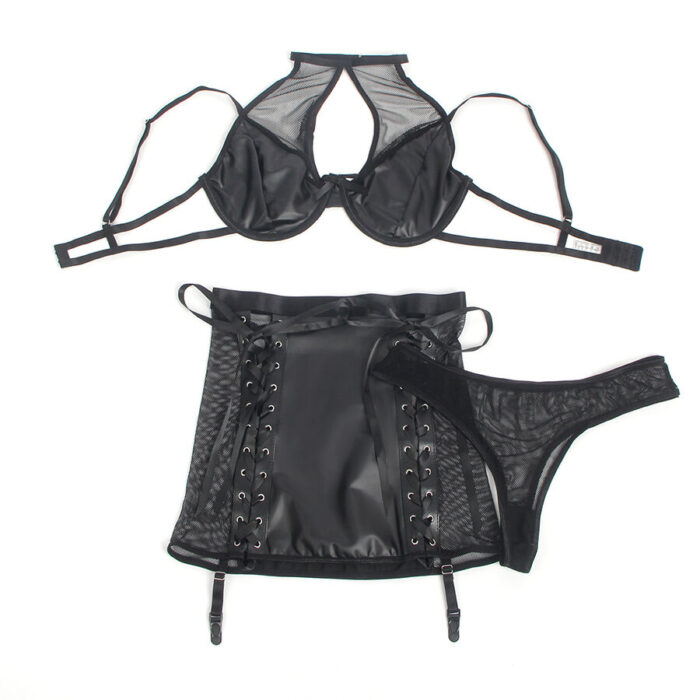 SUBBLIME - 957582 CONJUNTO SUJETADOR Y FALDA DE CUERO NEGRO S/M - CandyHot - Foto 4