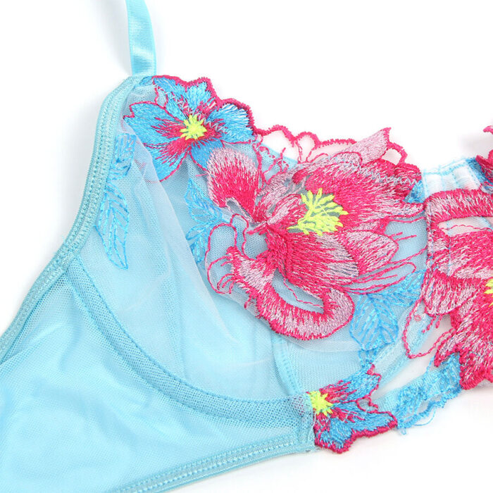 SUBBLIME - 957643 CONJUNTO SUJETADOR Y LIGUERO CON BORDADOS DE FLORES ROSAS S/M - CandyHot - Foto 6